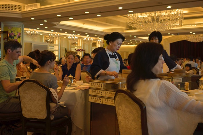 diners and Dim sum cart at city hall maxim's place central hong kong